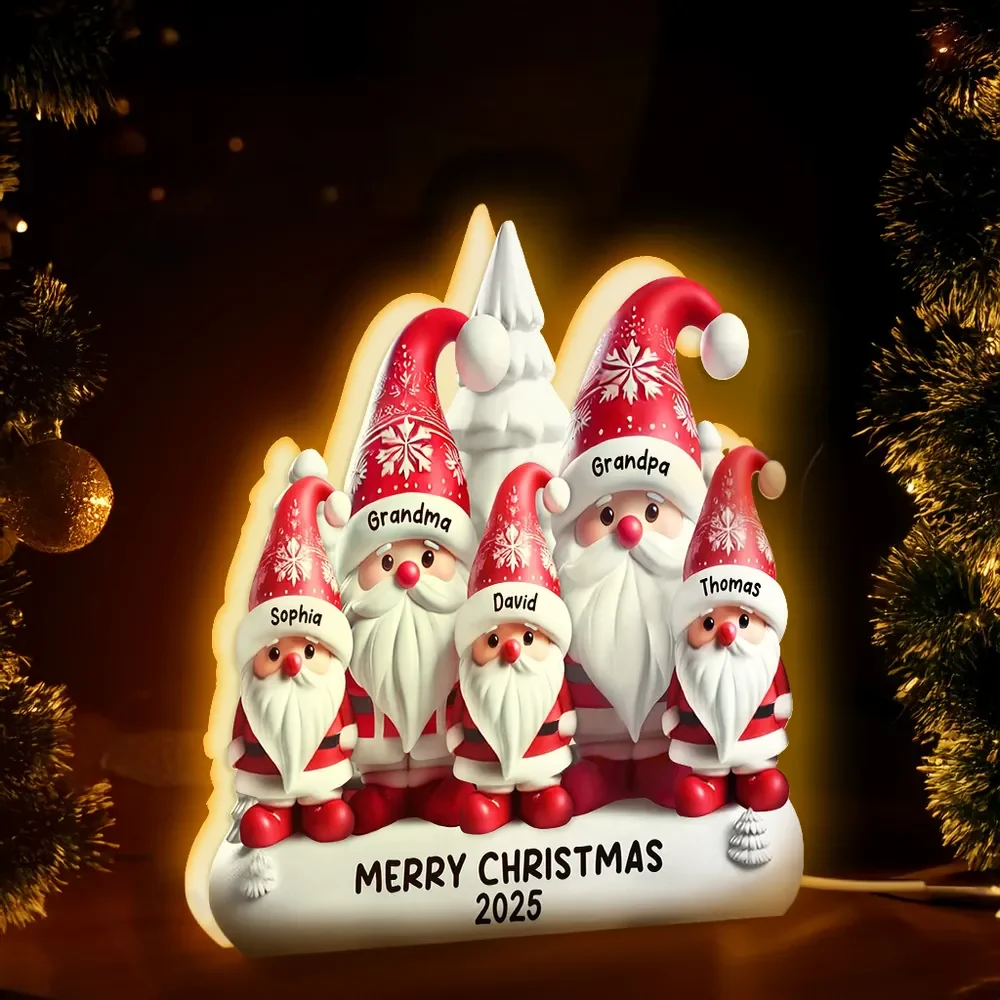 Personalized Acrylic Light Box with Santa Family, Warm Glow Christmas Décor, Unique Holiday Gift for Grandparents & Kids - Image 7