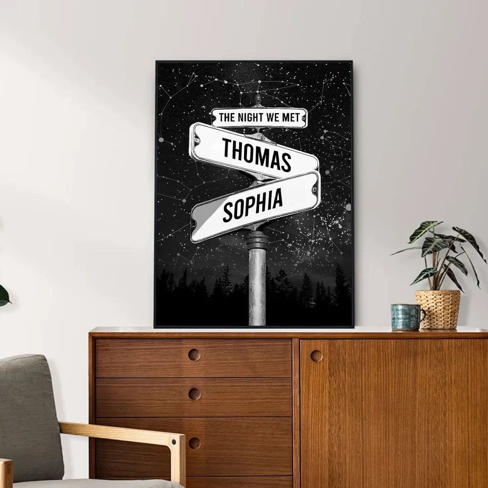 Personalized Star Map Poster with Street Sign Names, Custom Night Sky Wall Art, Unique Gift for Couples and Anniversaries - Image 9