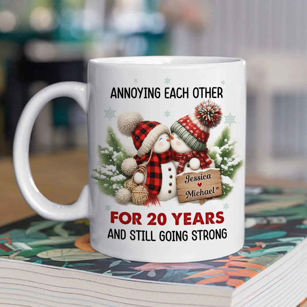 Personalized White Ceramic Mug with Cute Snowman Couple, Funny Anniversary Coffee Cup, Cozy Winter Keepsake, Unique Romantic Gift for Couples - Image 5