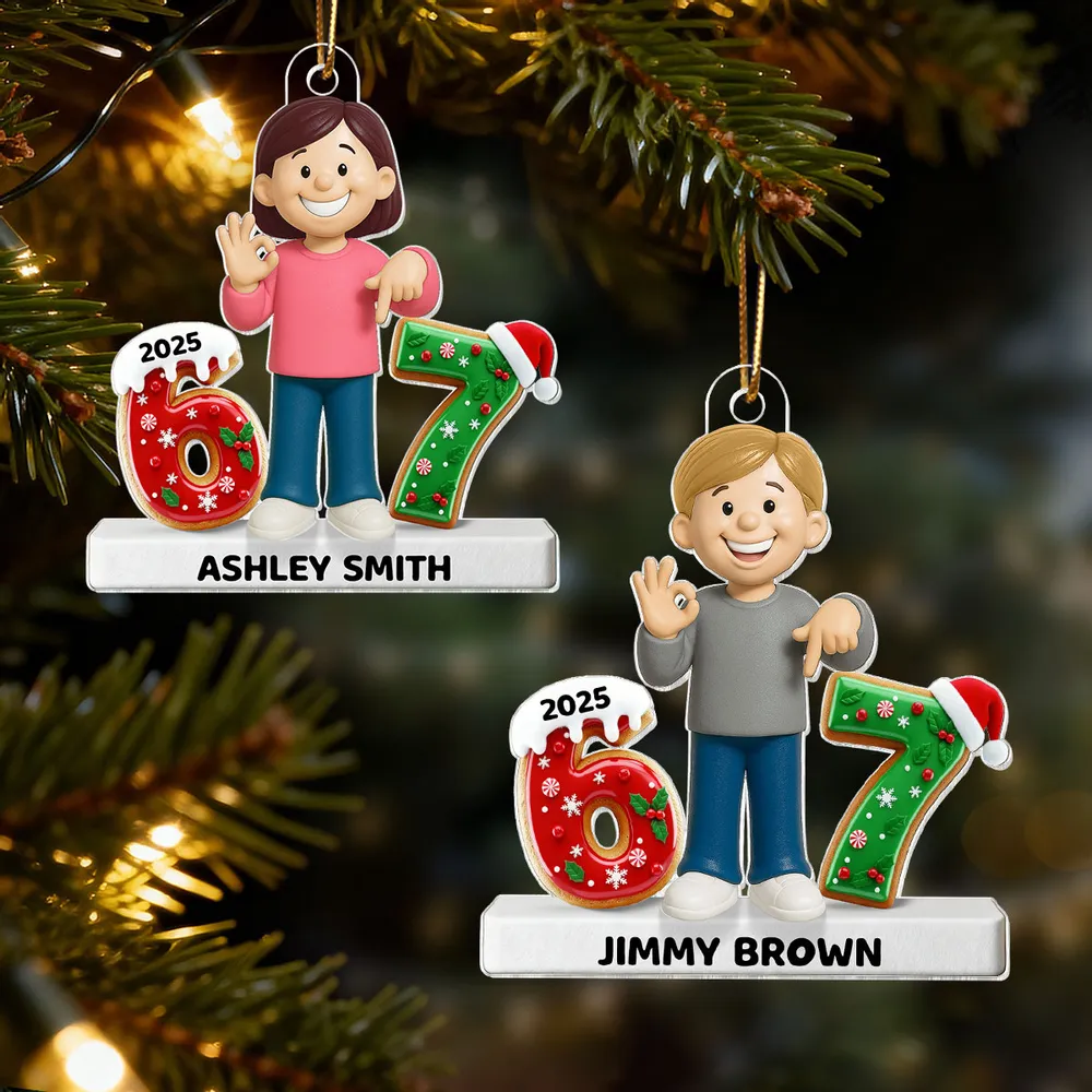 Personalized Acrylic Ornament with Cute Cartoon Boy & Christmas Numbers, Festive Tree Decor & Unique Kids Gift - Image 10