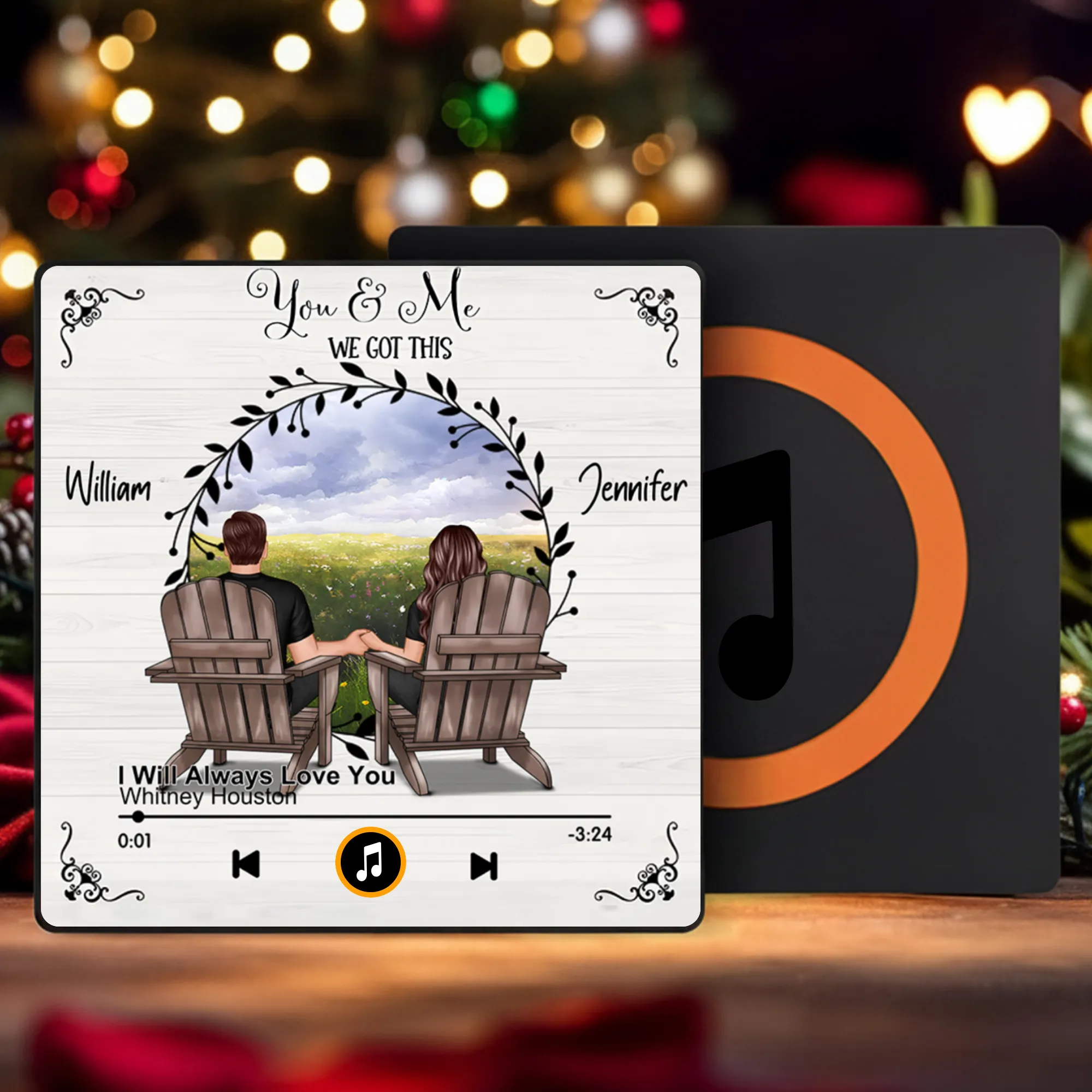 Personalized Acrylic Music Magnet for Couples – You & Me Scenic Field Design, Romantic Fridge Decor, Unique Gift