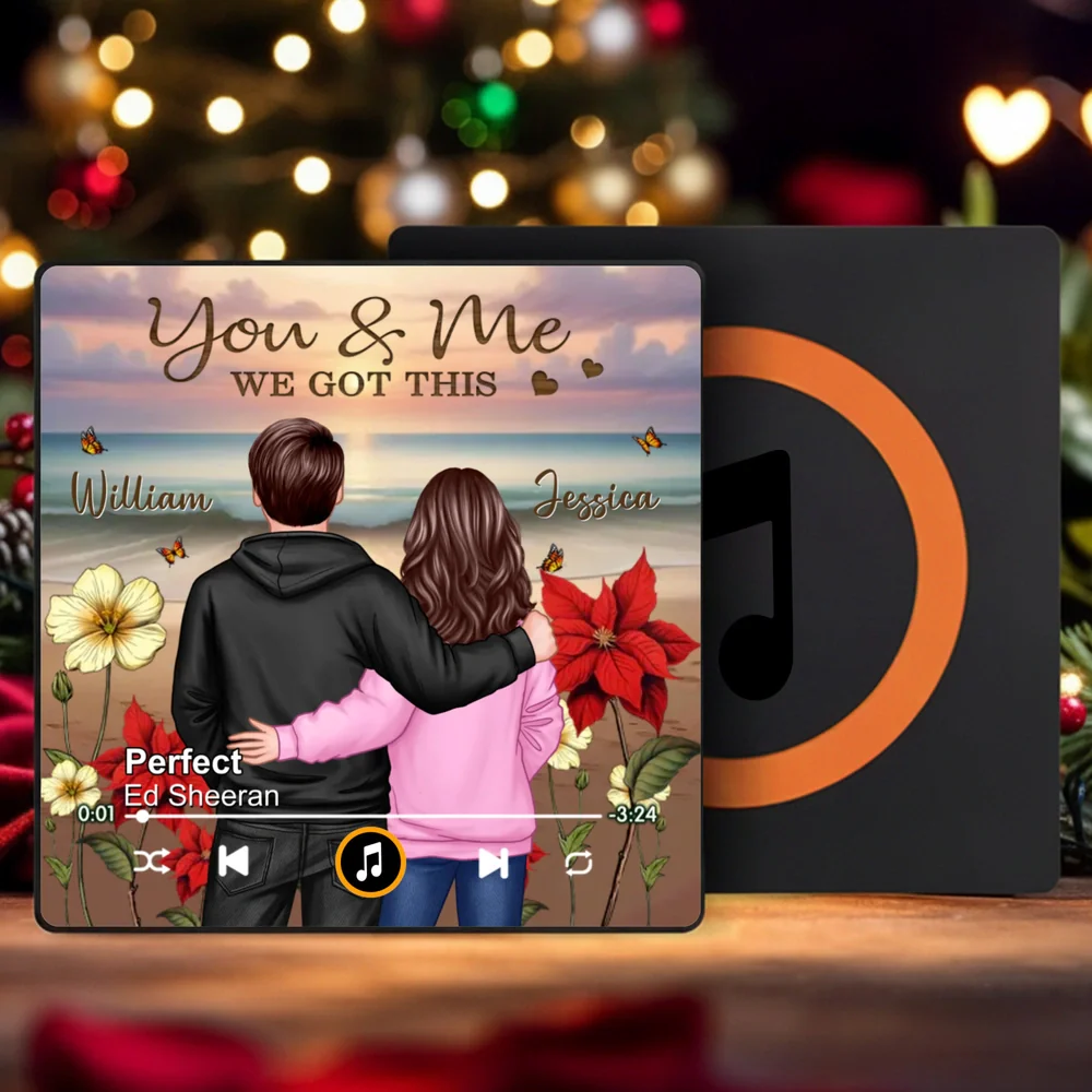 You & Me We Got This Acrylic Music Magnet – Custom Couple Hugging with Roses, Romantic Keepsake for Fridge or Car and a Beautiful, Unique Gift Idea