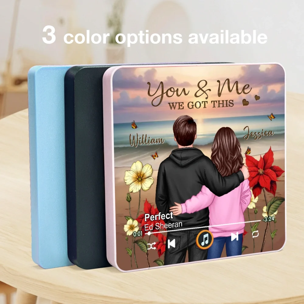 You & Me We Got This Acrylic Music Magnet – Custom Couple Hugging with Roses, Romantic Keepsake for Fridge or Car and a Beautiful, Unique Gift Idea - Image 3
