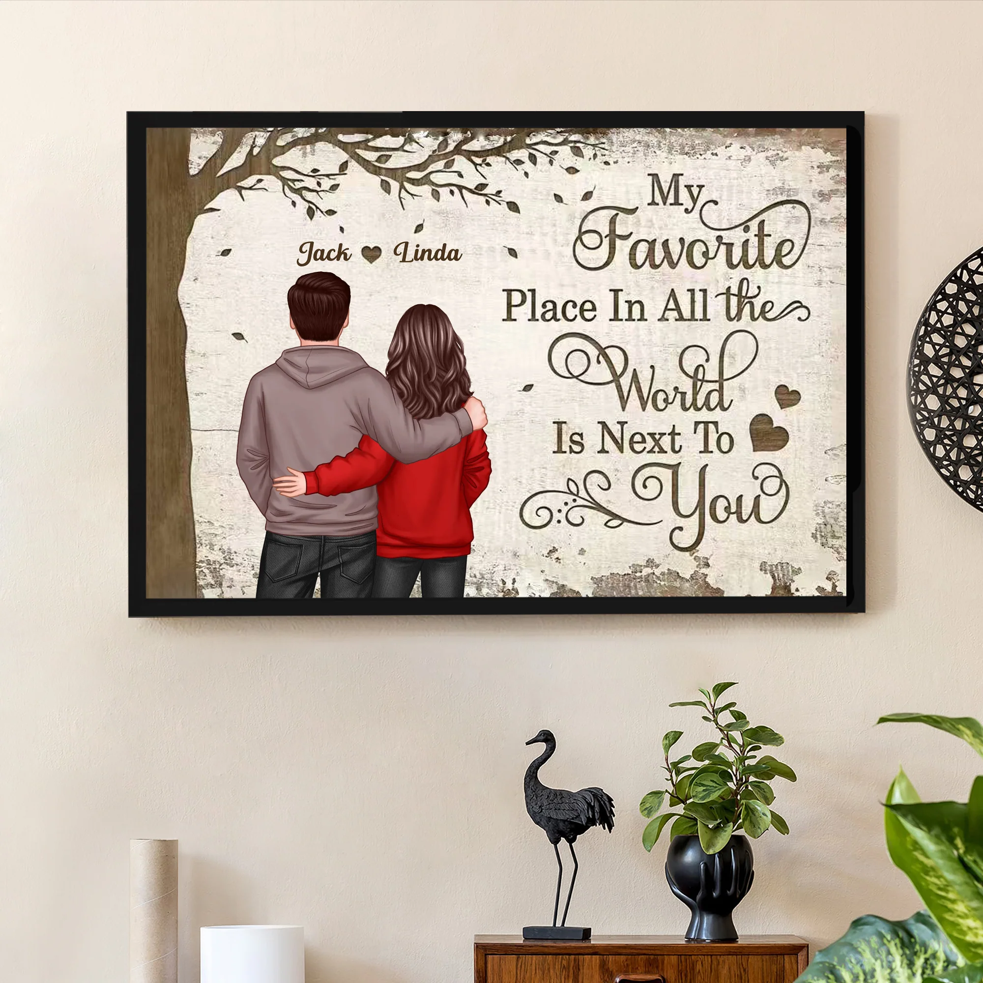 Acrylic Music Magnet with Hugging Couple Artwork – My Favorite Place Is Next To You – Romantic Keepsake, Unique Gift for Couples - Image 8