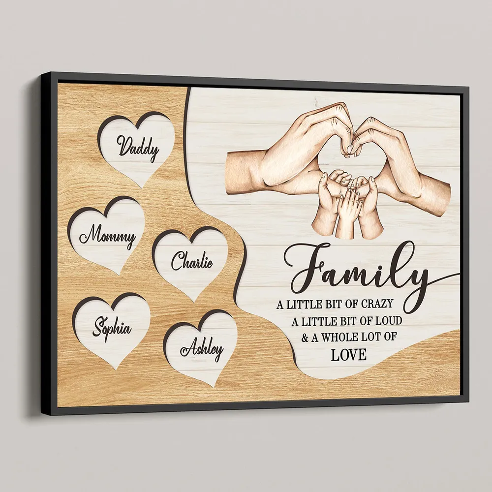 Family A Whole Lot of Love Personalized Poster, Hand-Drawn Hands & Hearts Wall Art, Meaningful Birthday or Housewarming Gift - Image 2