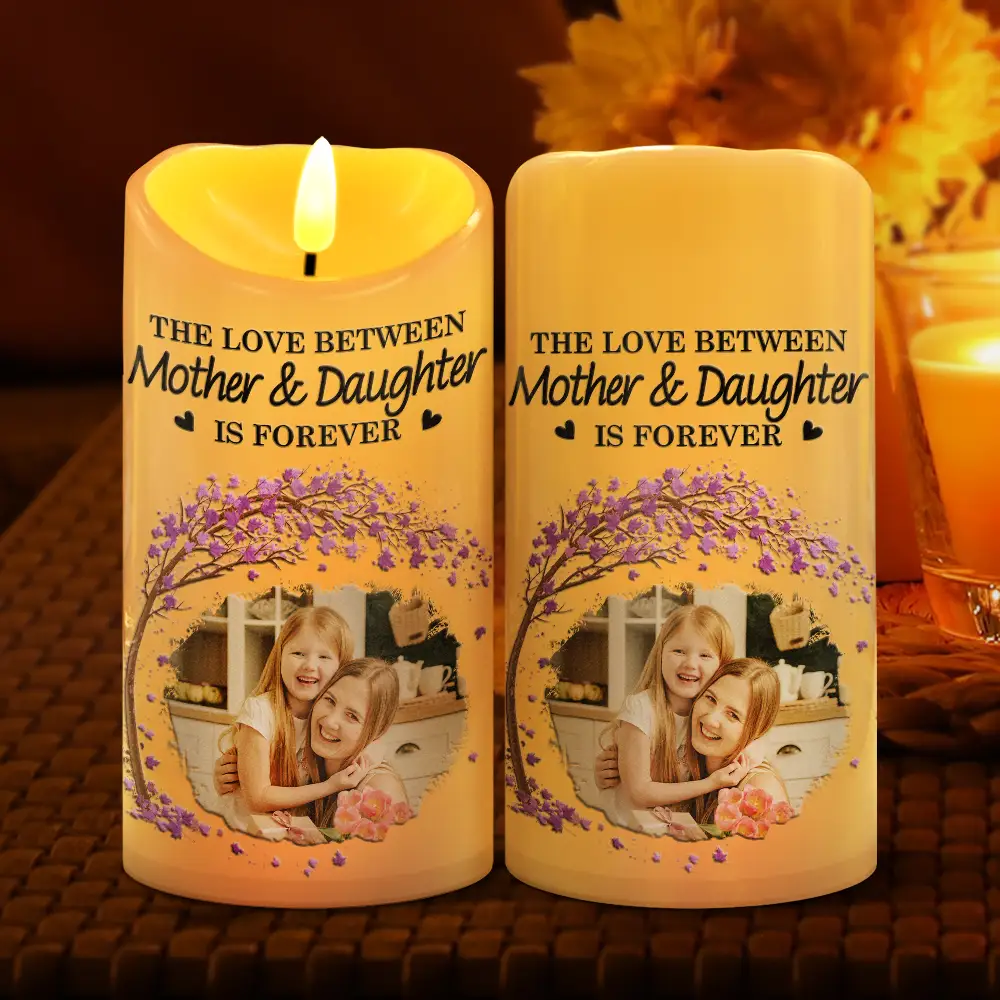 Custom Flameless LED Candle for Mom from Daughter – Photo Memory Light with Peaceful Glow, Heartfelt Mother Daughter Gift for Any Occasion - Image 2