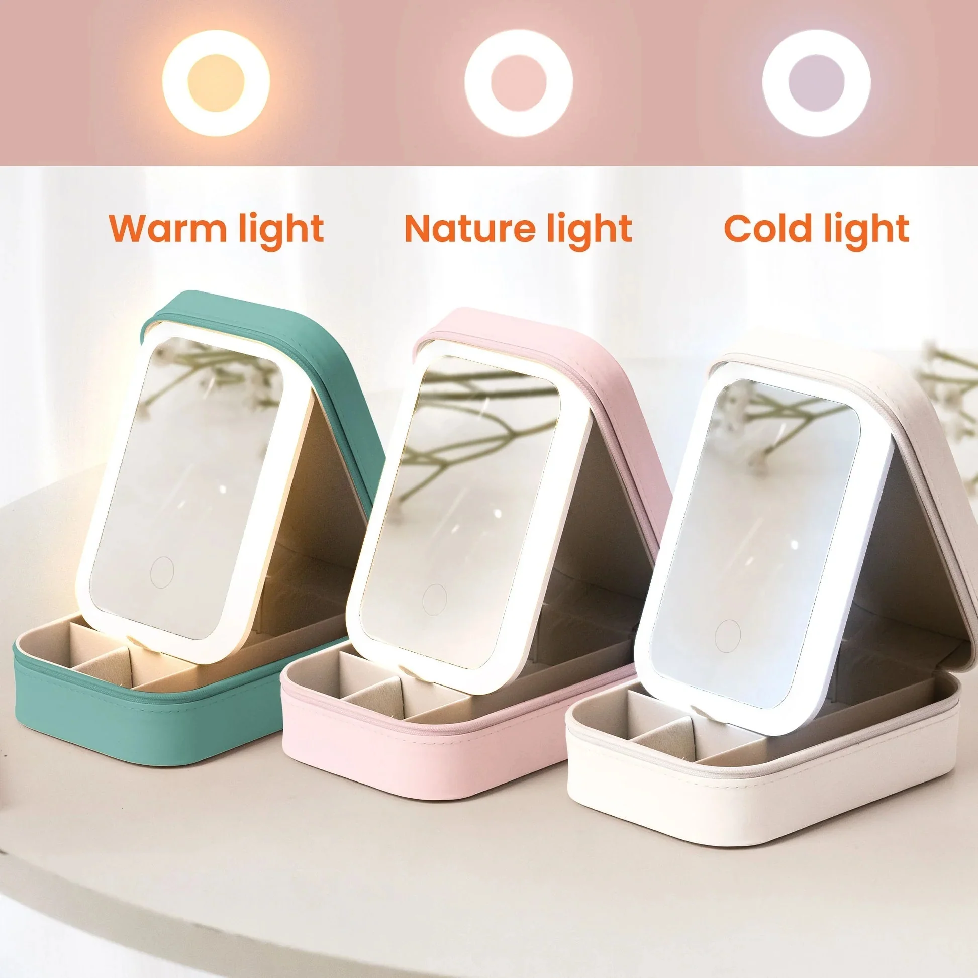 Custom Leather LED Makeup Case Jewelry Box with Name & Blooming Flower – Adorable Personalized Gift for Daughter or Best Friend - Image 5
