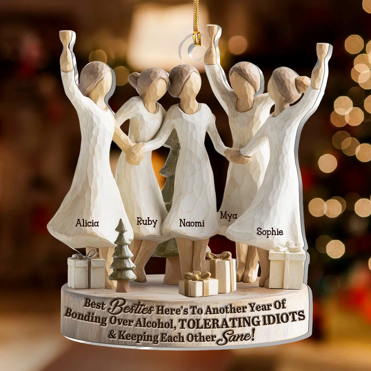 Custom Friends Acrylic Ornament for Holiday Celebration – Funny We'll Be Friends Until We're Old And Senile Keepsake, Perfect Christmas Tree Gift for Your Besties - Image 3
