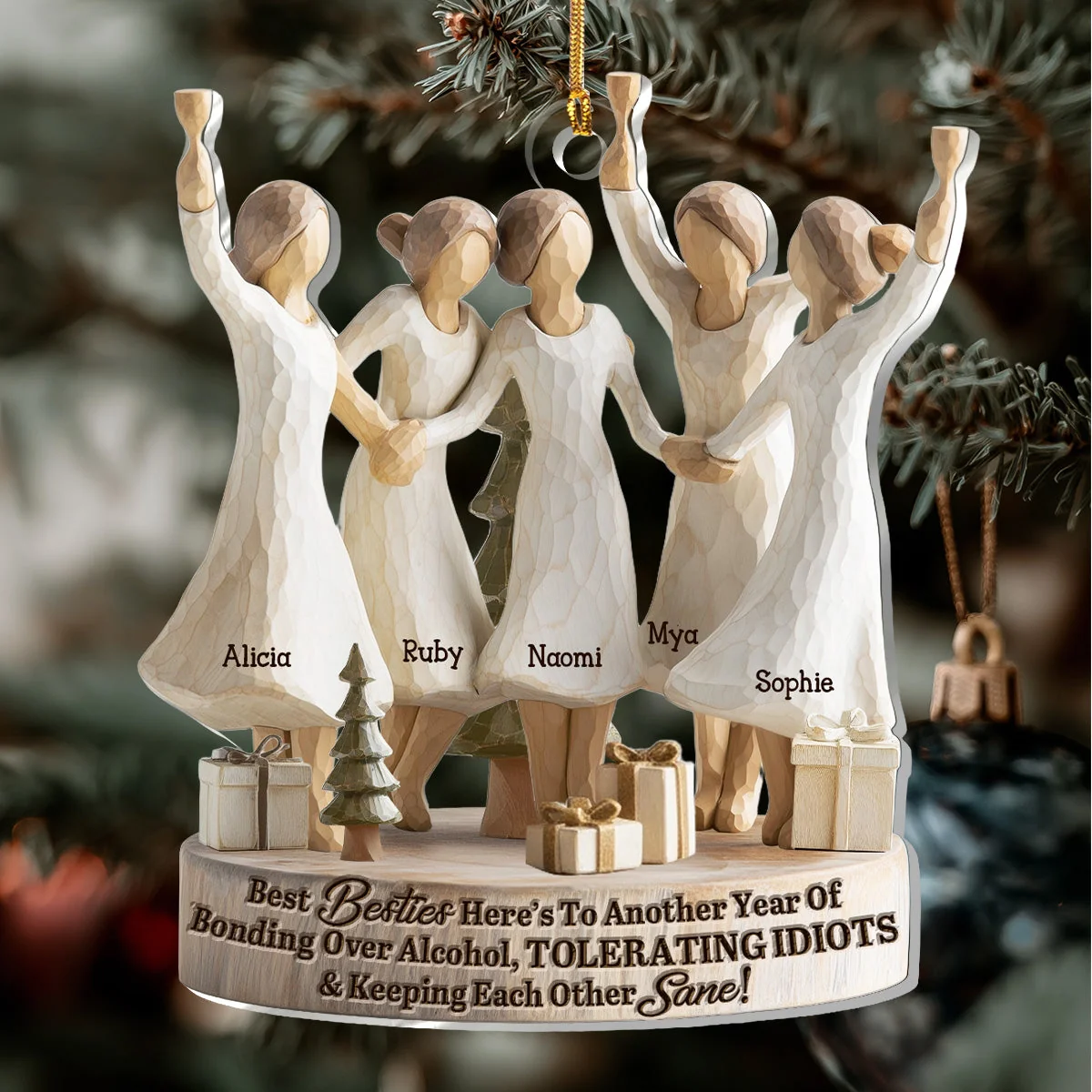 Custom Friends Acrylic Ornament for Holiday Celebration – Funny We'll Be Friends Until We're Old And Senile Keepsake, Perfect Christmas Tree Gift for Your Besties - Image 5