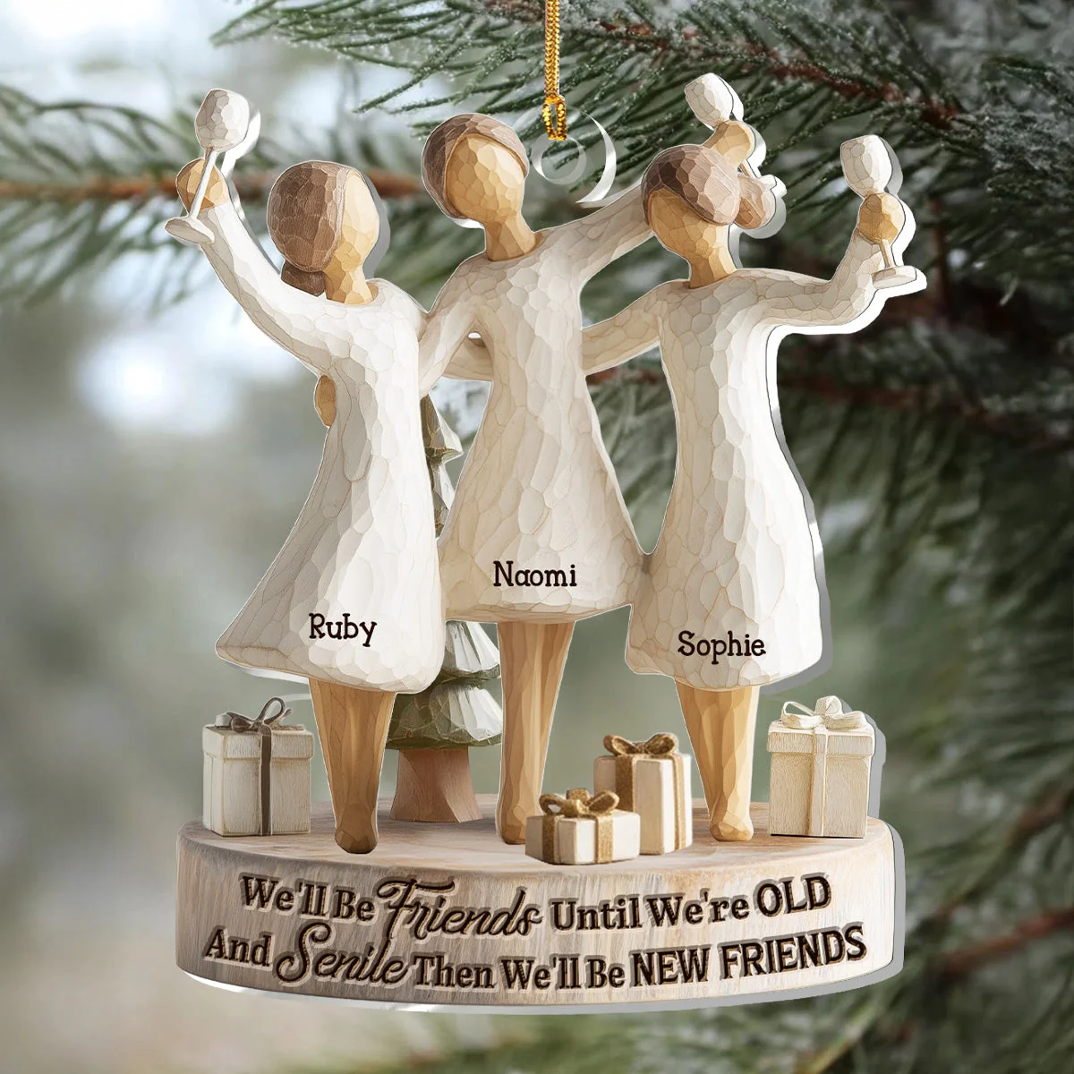 Custom Friends Acrylic Ornament for Holiday Celebration – Funny We'll Be Friends Until We're Old And Senile Keepsake, Perfect Christmas Tree Gift for Your Besties - Image 6