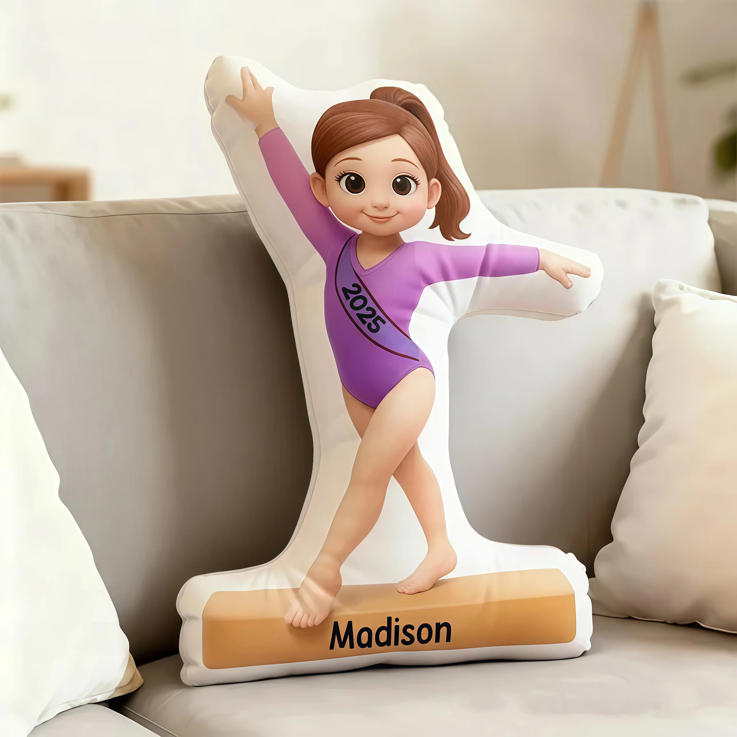 Personalized Shaped Pillow for Gymnast Girl – Cute Cartoon Design, Cozy Support & Unique Gift for Little Athletes - Image 5