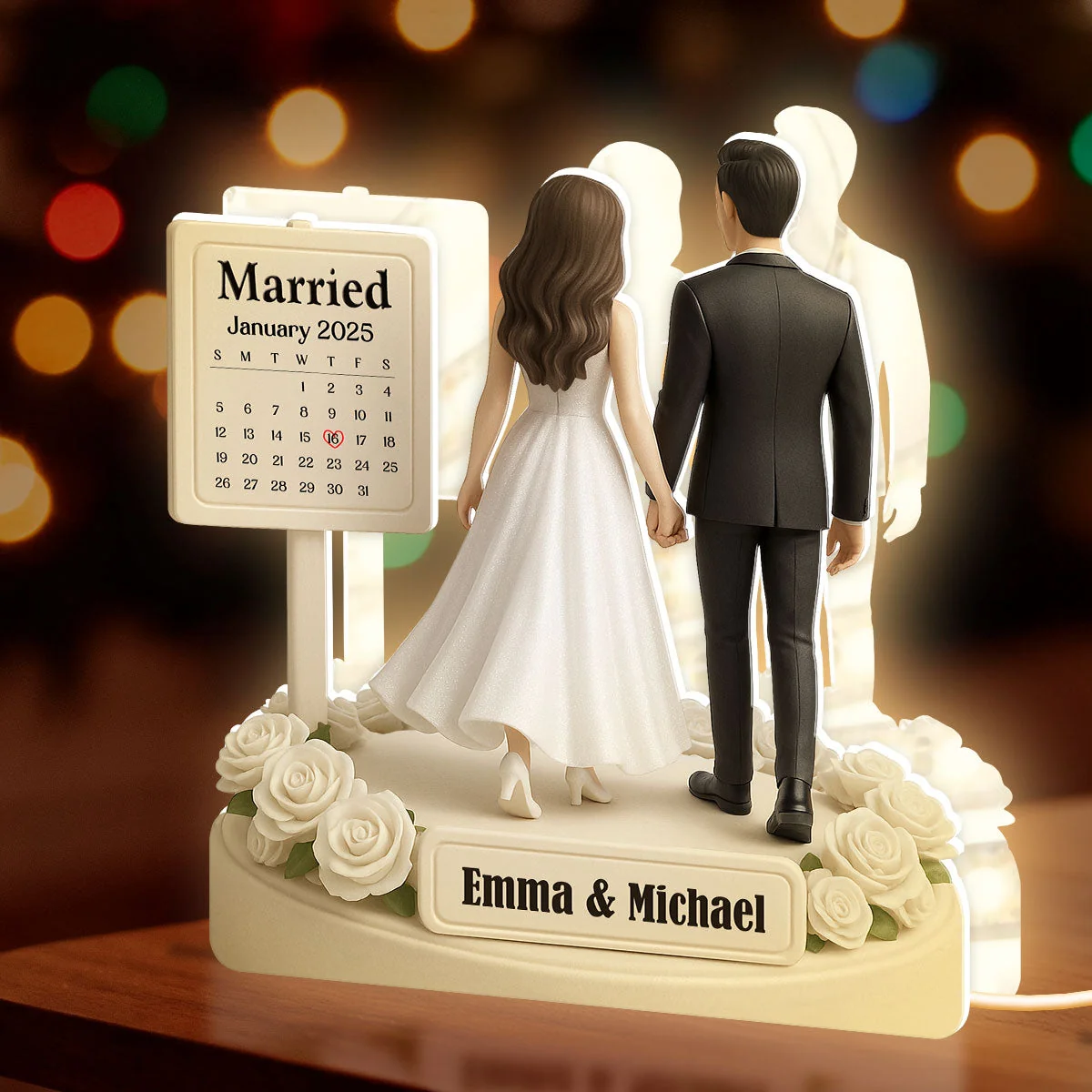 Personalized Acrylic Light Box for Couples with Wedding Date Calendar, Warm Glow Keepsake & Unique Gift - Image 5