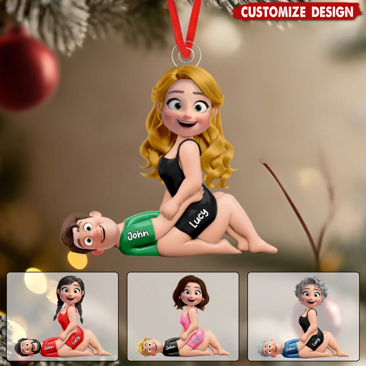 Naughty Couple Acrylic Ornament Personalized with Your Characters, Playful Cartoon Design for Sexy Romantic Gift - Image 6