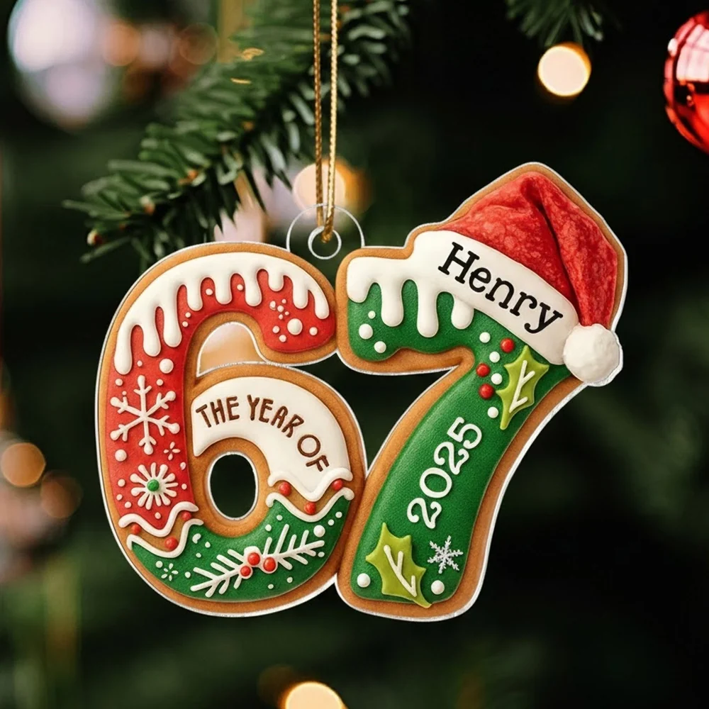 Personalized Six Seven Acrylic Ornament with Cute Cookie Design, Unique Christmas Tree Decoration & Creative Gift for Holiday Fun