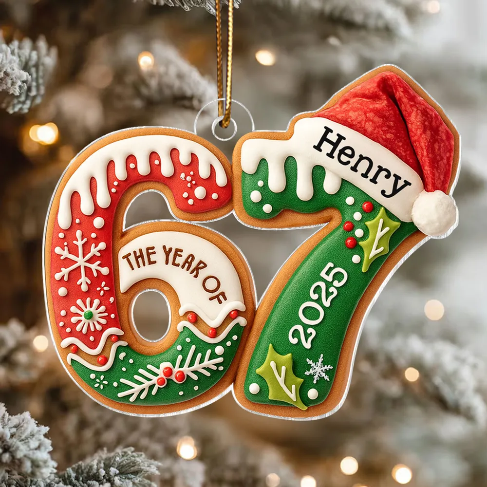 Personalized Six Seven Acrylic Ornament with Cute Cookie Design, Unique Christmas Tree Decoration & Creative Gift for Holiday Fun - Image 6