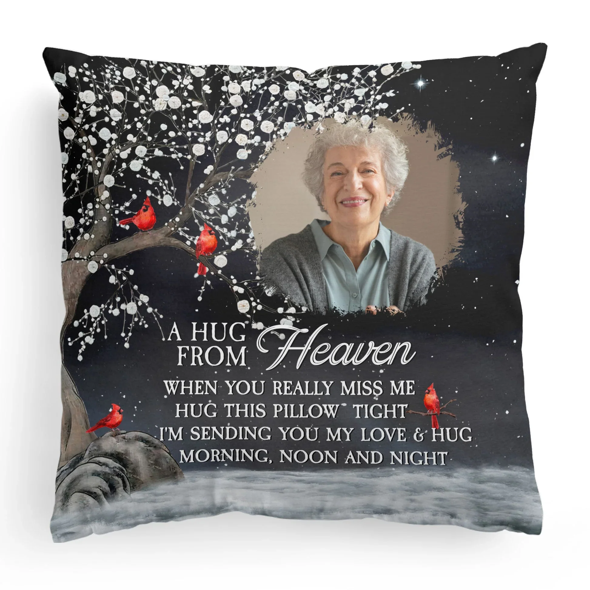 Custom Photo Square Pillow – A Hug From Heaven Memorial Cushion To Hold When You Miss Them, Unique Sympathy Gift & Cozy Room Decor - Image 5
