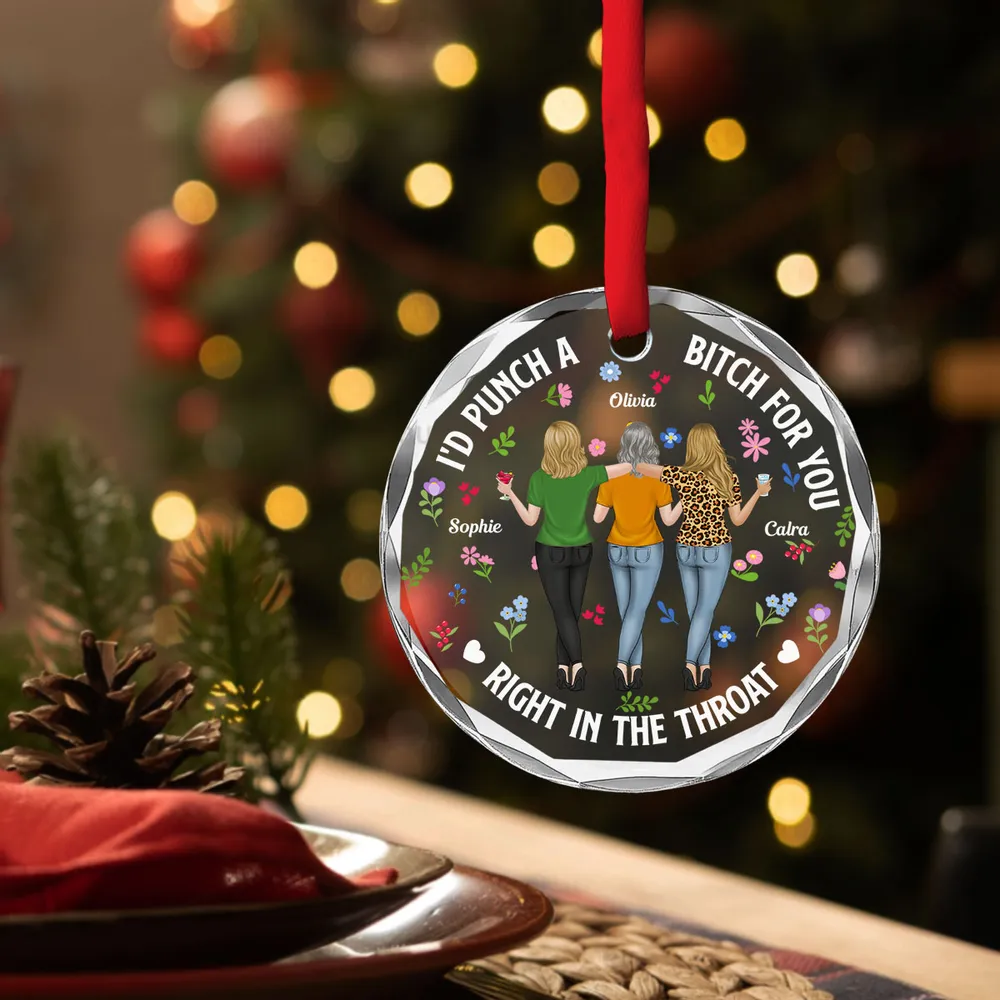 Custom Bestie Crystal Ornament with Back-View Friends Illustration – Personalized Crystal Ornament, Hilarious Unique Gift for Best Friend - Image 6