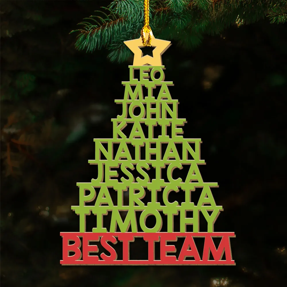 Personalized Acrylic Ornament Christmas Tree With Team Names, Festive Office Decor & Unique Holiday Gift - Image 5