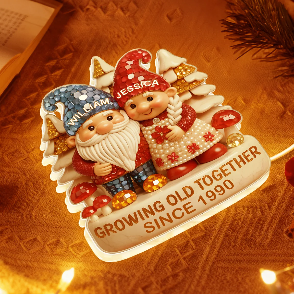 Growing Old Together Custom Acrylic Light Box, Cozy Winter Couple Scene, Soft Atmosphere Lighting Romantic Gift for Couples - Image 3