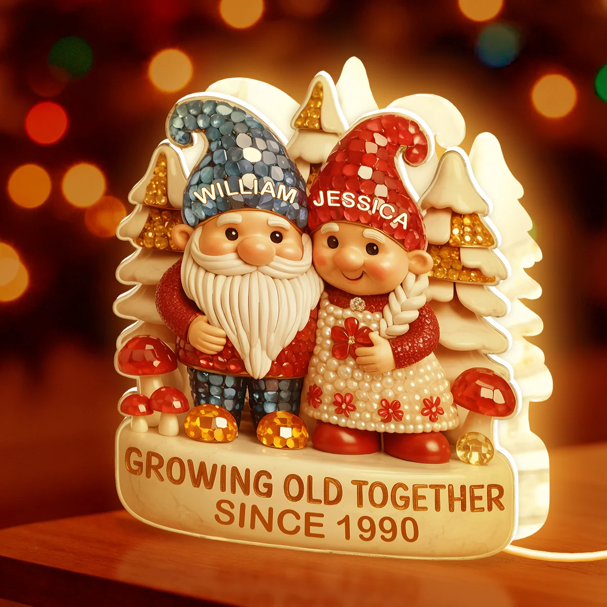 Growing Old Together Custom Acrylic Light Box, Cozy Winter Couple Scene, Soft Atmosphere Lighting Romantic Gift for Couples - Image 5