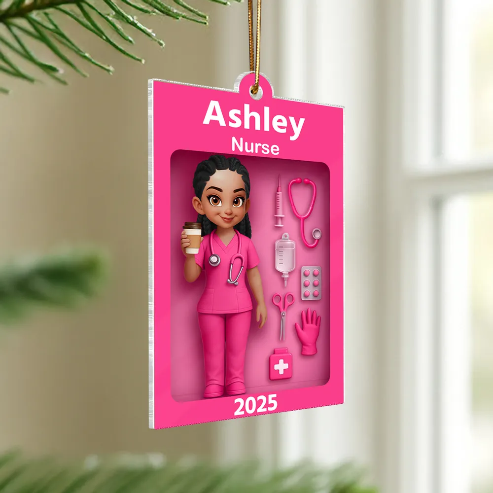 Personalized Nurse Acrylic Ornament Toy-Box Style, Custom Gift For Nurses & Coworkers, Cute Christmas Tree Decor - Image 3