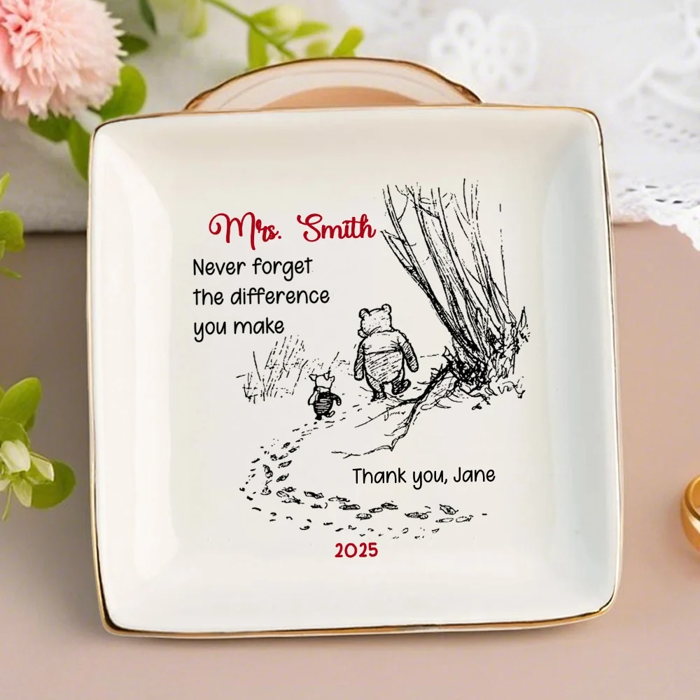 Inspirational Jewelry Dish Thank You Gift – Never Forget The Difference You Make, Charming Sketch Design, Unique Creative Gift for Someone Special - Image 2