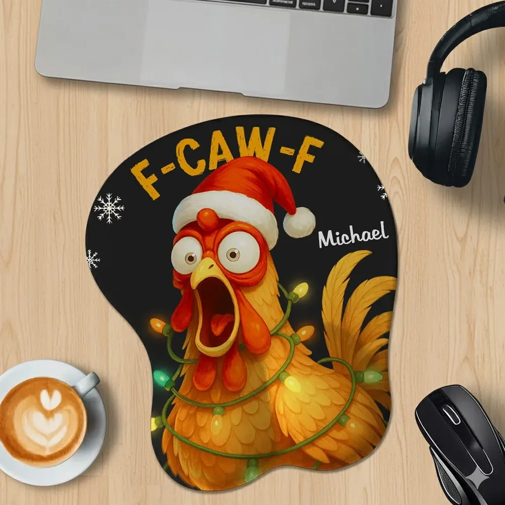 Personalized Lycra 3D Mouse Pad with Santa Chicken, Funny FCAWF Design, Unique Christmas Gift for Coworkers