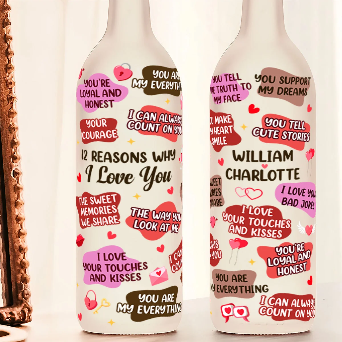 Personalized Bottle Lamp with 12 Reasons I Love You, Soft Warm Glow Bedroom Light, Unique Romantic Gift for Couples - Image 5