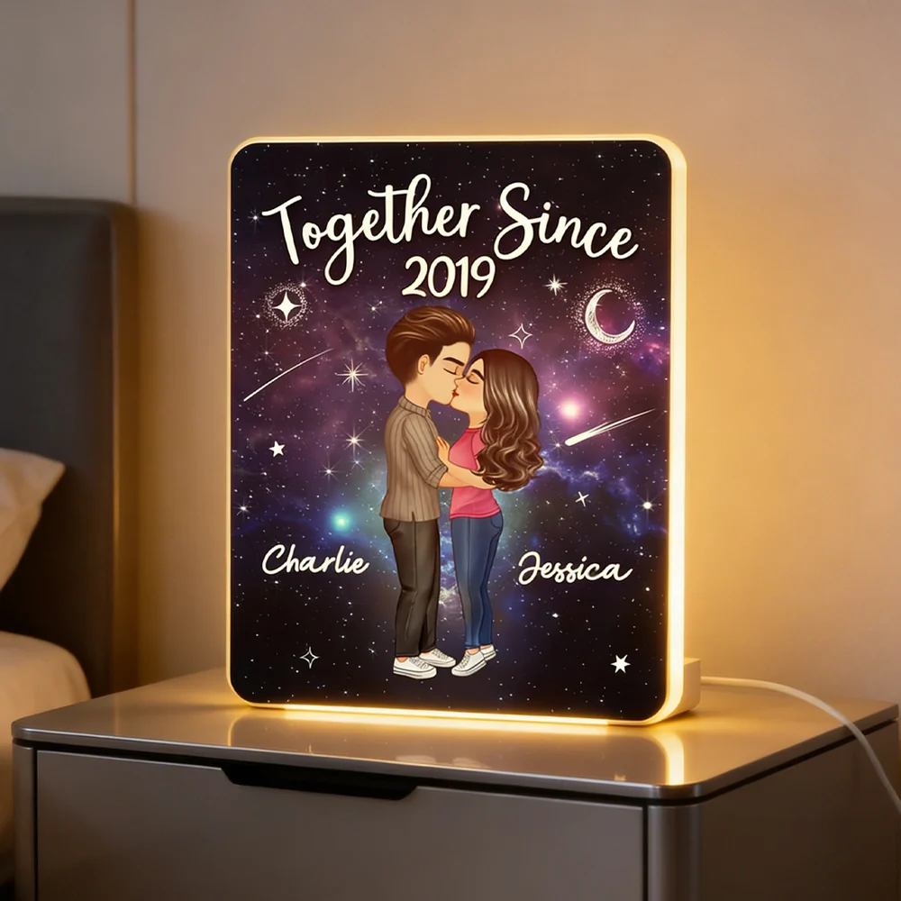 Personalized Acrylic Light Box for Couples with Galaxy Night Kiss, Soft Glow Romantic Bedroom Lamp, Unique Anniversary Gift - Image 2