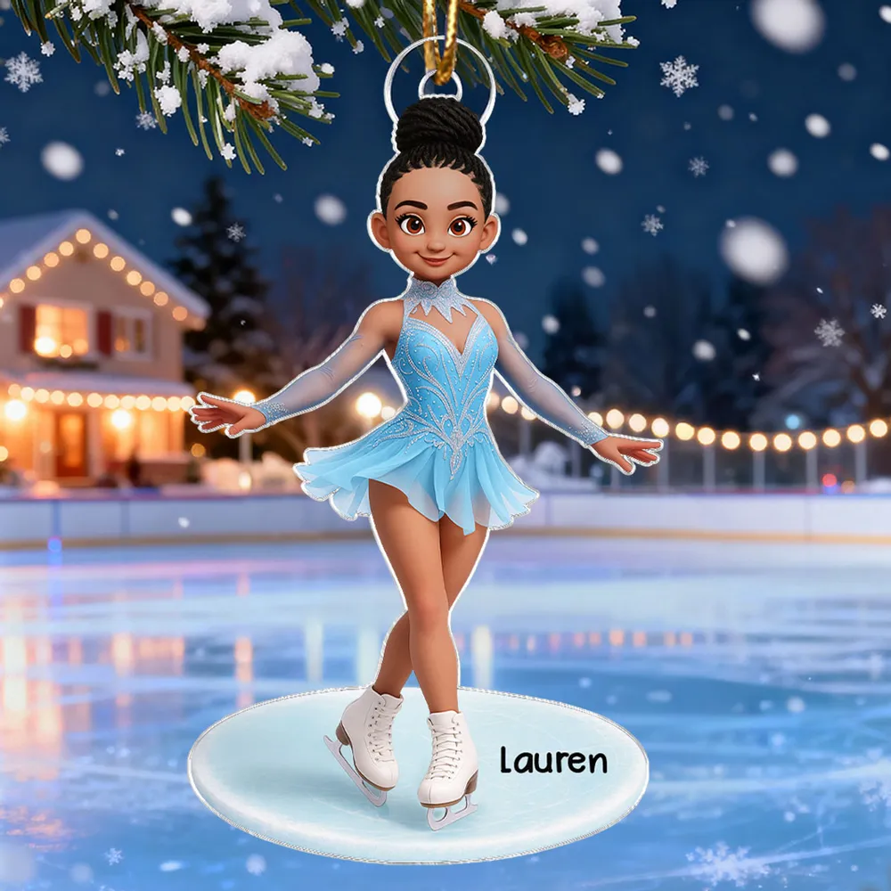 Cute Figure Skater Acrylic Ornament for Holiday Tree, Winter Wonderland Decor and Creative Gift for Daughters and Young Skaters - Image 6