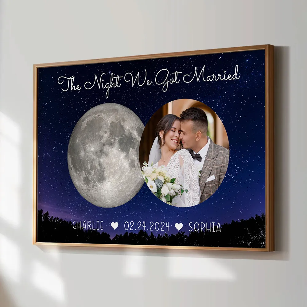 Personalized Couple Poster With Moon Phase & Photo, Custom Anniversary Wall Art, Romantic Unique Gift For Couples - Image 10