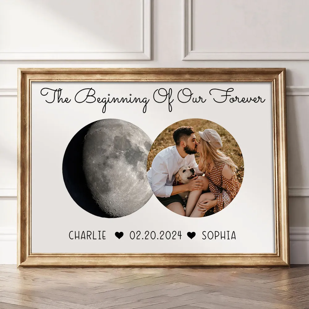 Personalized Couple Poster With Moon Phase & Photo, Custom Anniversary Wall Art, Romantic Unique Gift For Couples - Image 9