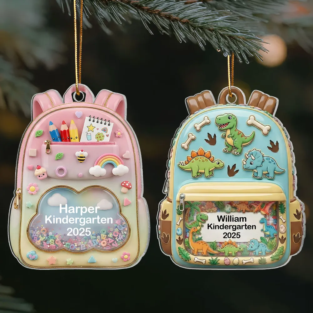 Personalized Acrylic Backpack Ornament for Kids – Cute School-Themed Holiday Gift - Image 5