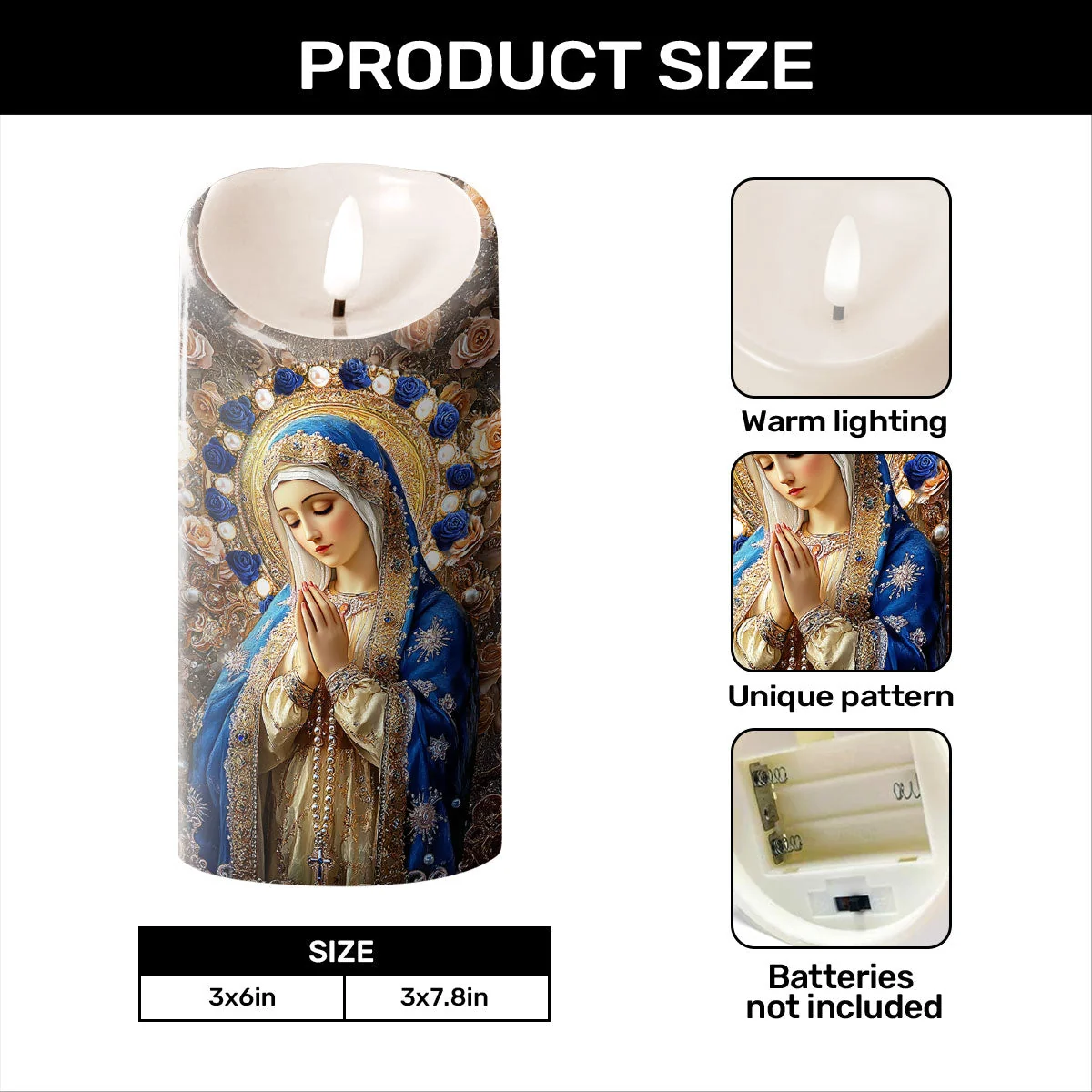 Prayer Candle for Husband – Warm LED Light, Inspirational Blessing and Strength Gift - Image 4
