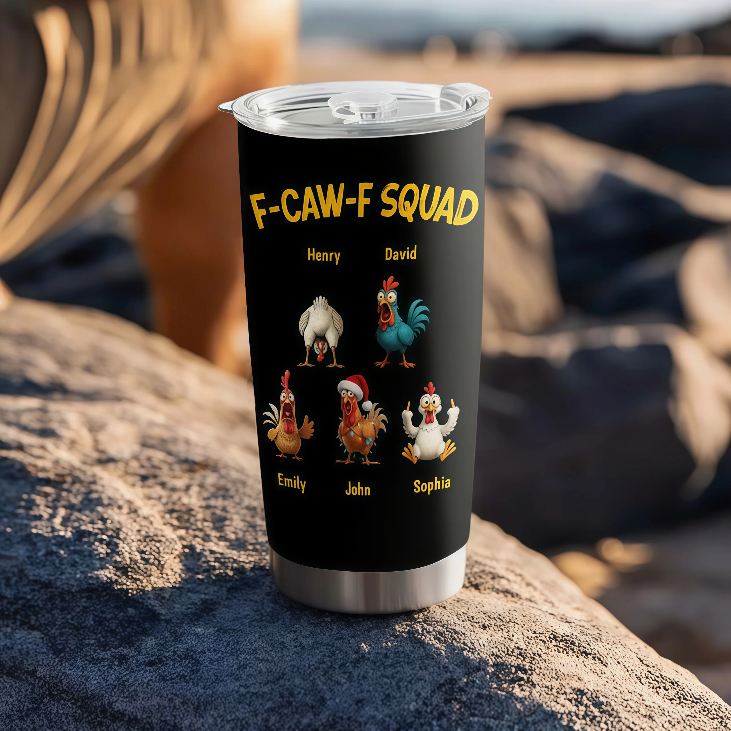 Personalized Insulated Travel Tumbler with Funny Chicken Squad Art, Keeps Drinks Hot or Cold, Unique Gift for Coffee Lovers - Image 6