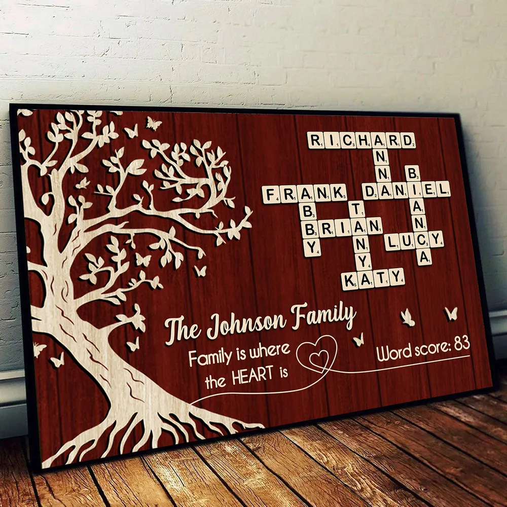 Custom Family Crossword Poster Wall Art – Personalized Names on Tree of Life, Heartwarming Gift for Parents - Image 2