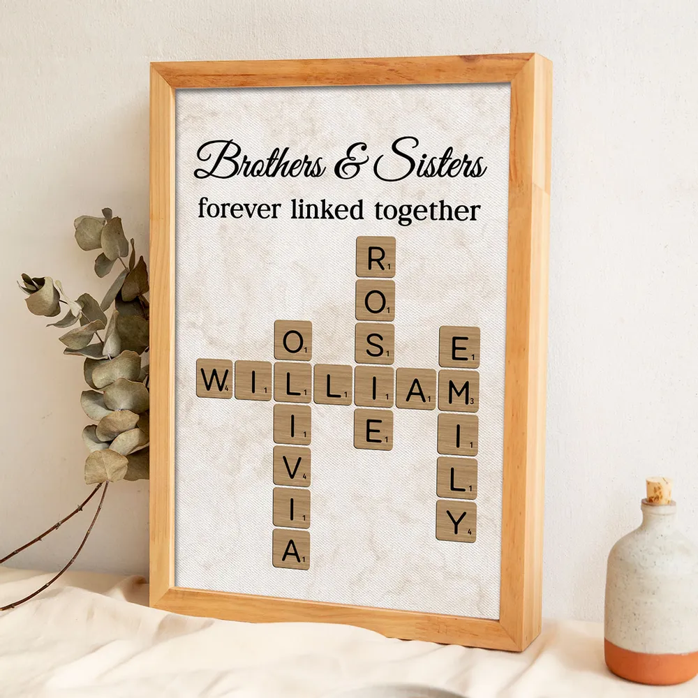 Personalized Poster with Brothers & Sisters Linked Crossword Art, Unique Gift for Siblings and Family - Image 2