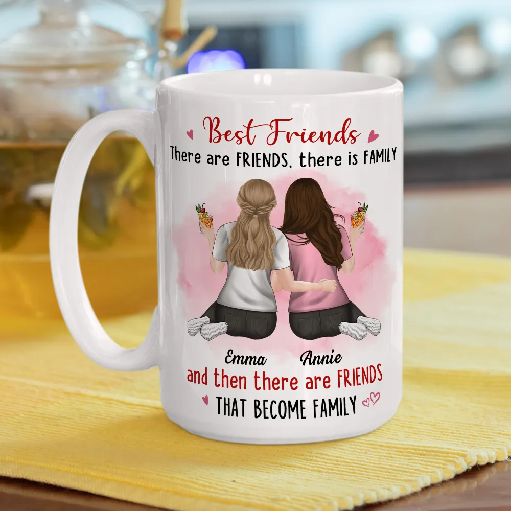Best Friends White Ceramic Mug Personalized for Two Friends That Become Family, Cute Everyday Coffee Gift - Image 6