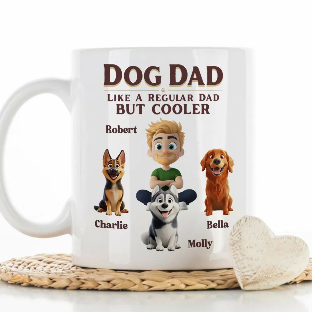 Personalized Dog Mom White Ceramic Mug with Cute Cartoon Portrait, Fun Everyday Coffee Cup, Unique Gift for Cool Pet Moms - Image 6