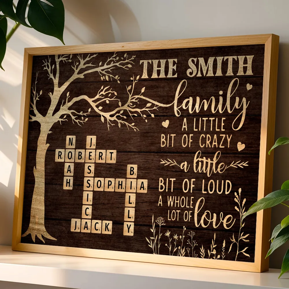Custom Family Tree Poster with Name Crossword, Warm Wall Art Keepsake, Meaningful Housewarming or Christmas Gift - Image 3