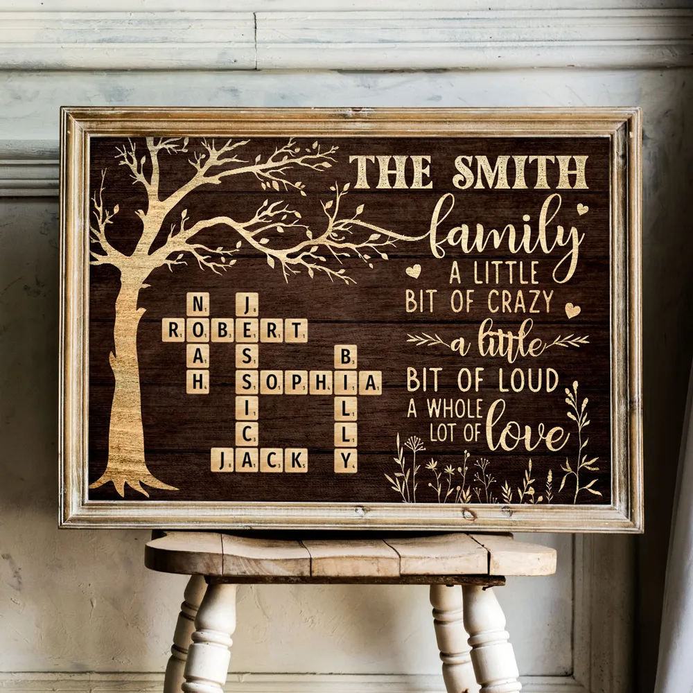 Custom Family Tree Poster with Name Crossword, Warm Wall Art Keepsake, Meaningful Housewarming or Christmas Gift - Image 4