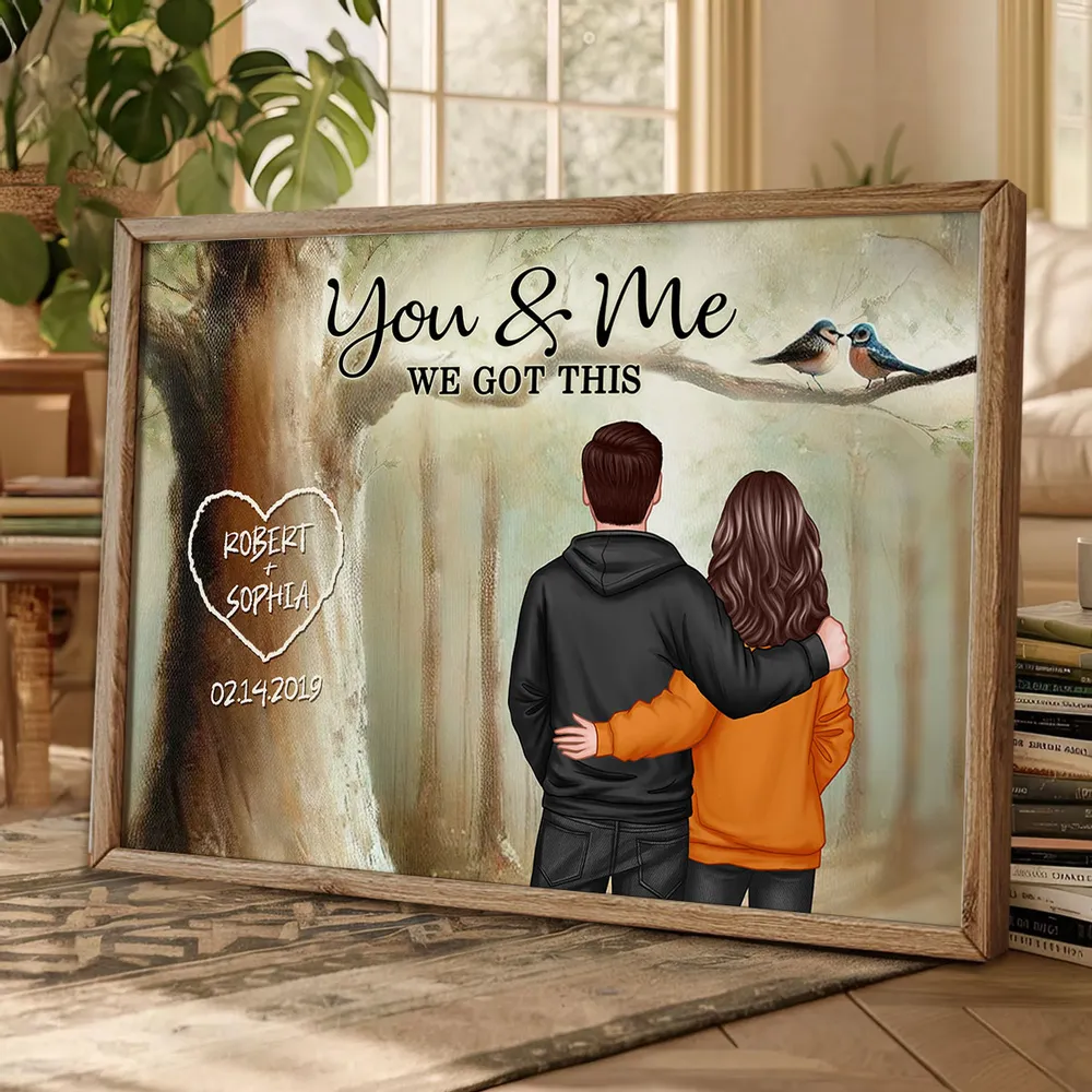 Personalized Couple Poster You & Me In Forest, Custom Names Art, Romantic Wall Decor, Unique Gift For Boyfriend, Girlfriend Or Spouse - Image 9