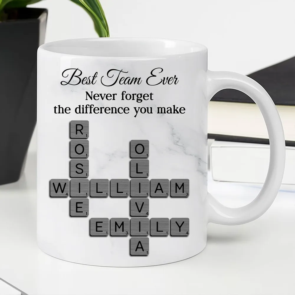 Personalized White Ceramic Mug for Team Members, Custom Name Design for Coworkers, Unique Appreciation Gift - Image 3