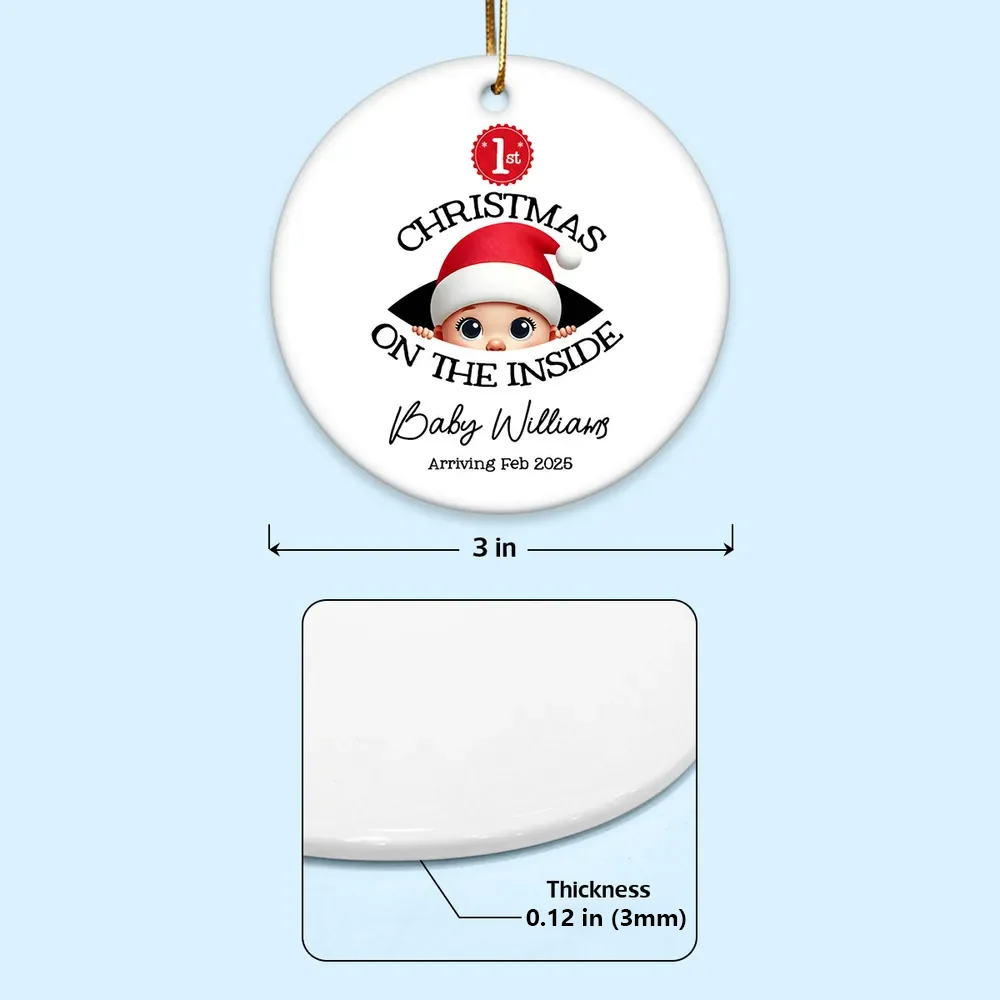 Personalized Christmas Ceramic Ornament for Expecting Parents, Baby Peeking Design, Unique Holiday Keepsake Gift - Image 4