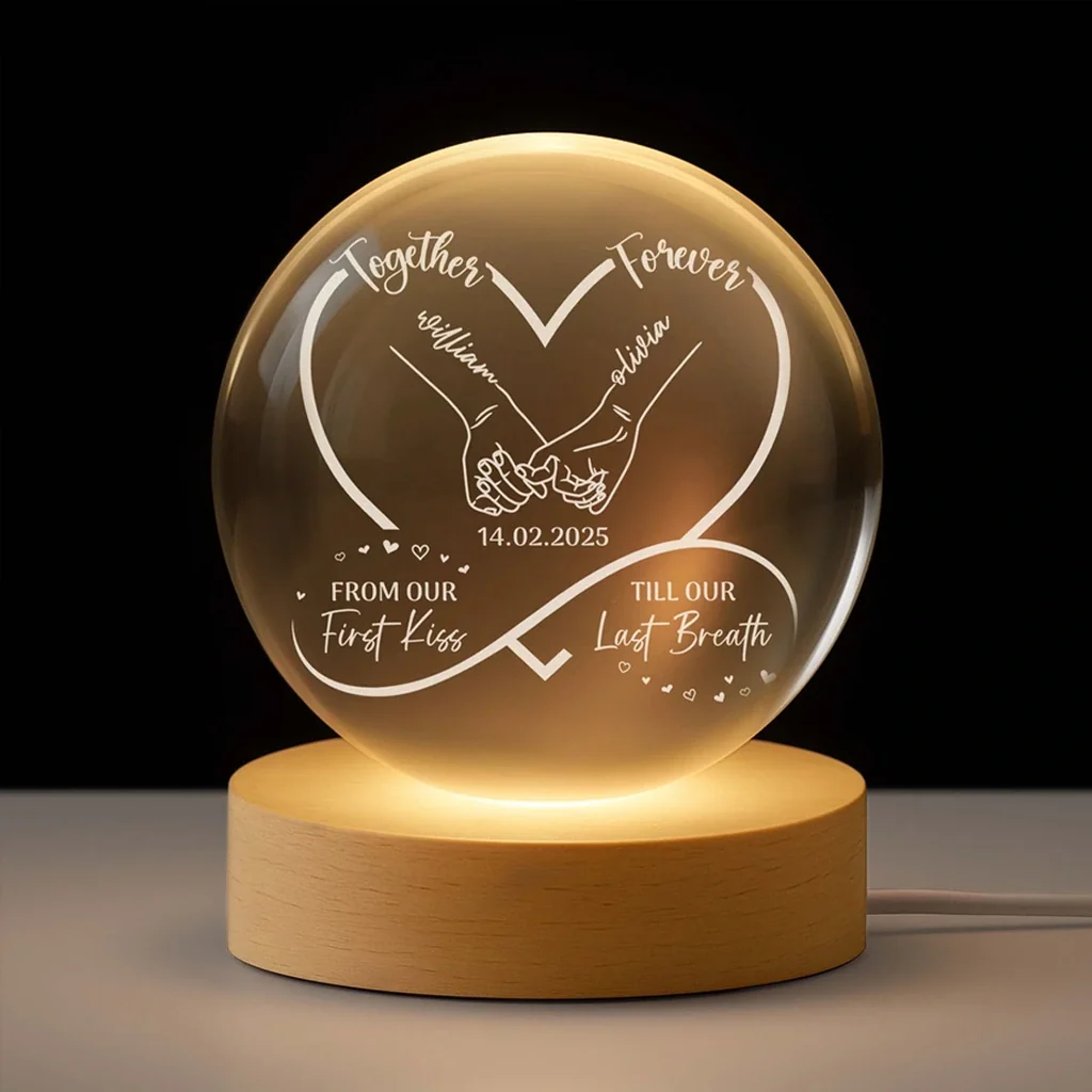 Personalized Globe Lamp for Couples – Together Forever Photo Light, From Our First Kiss Till Our Last Breath, Unique Romantic Gift - Image 4