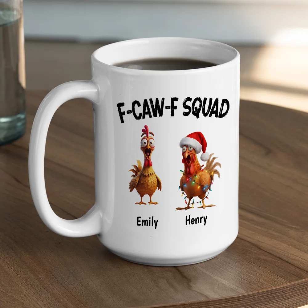 Personalized Chicken Squad Mug with Custom Names – Funny Office Team Coffee Cup Gift - Image 3