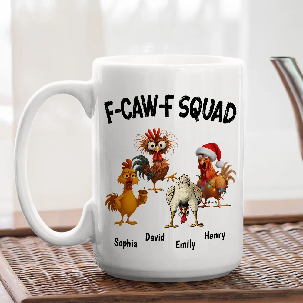Personalized Chicken Squad Mug with Custom Names – Funny Office Team Coffee Cup Gift - Image 4
