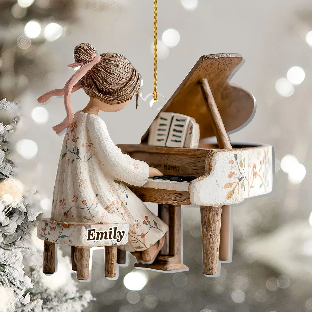 Acrylic Ornament of a Sweet Girl at the Piano, Personalized Keepsake for Holiday Celebration, Thoughtful Gift - Image 7