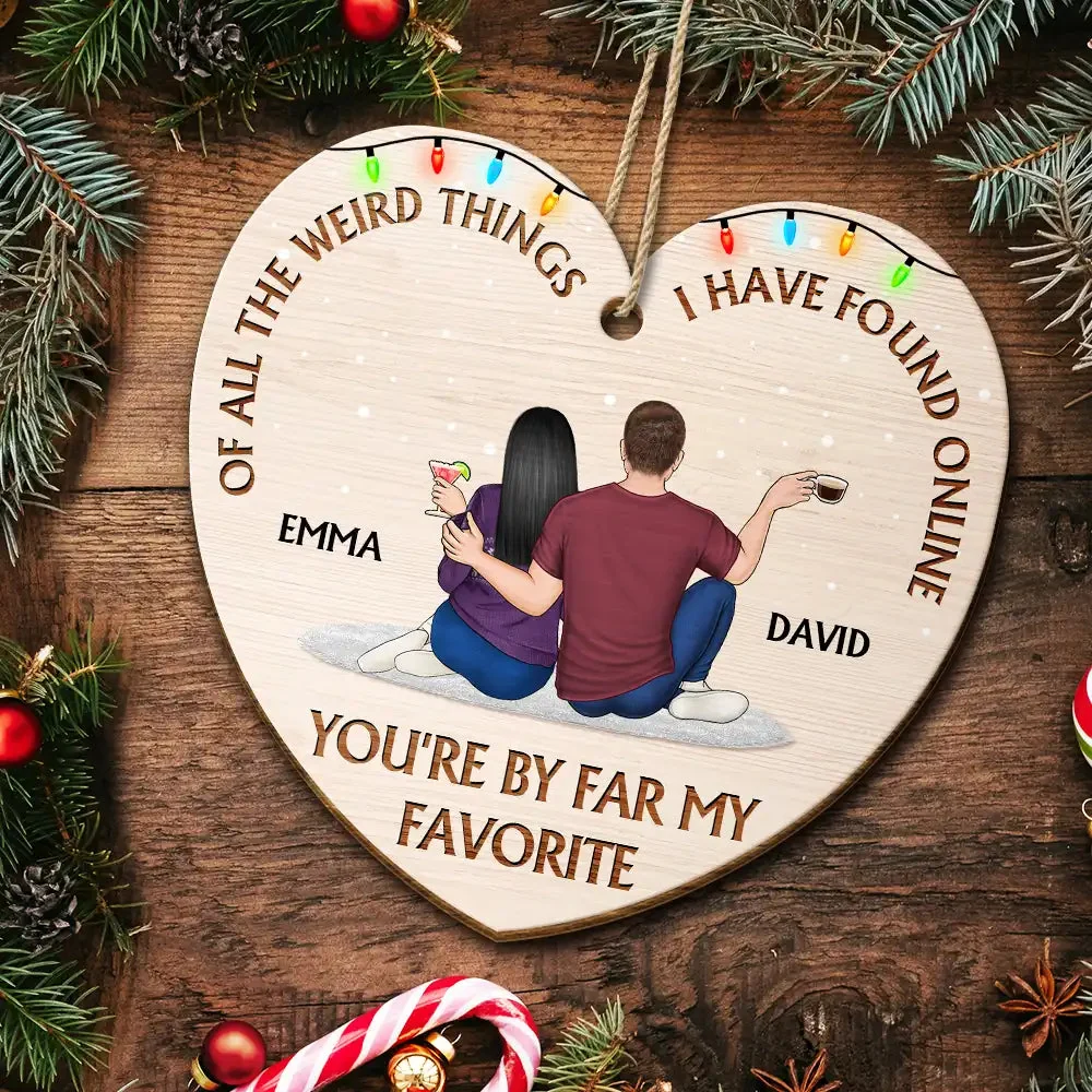 Personalized Couple Heart Wooden Ornament With Funny Love Quote, Cozy Christmas Tree Decor, Unique Gift for Husband or Wife - Image 5
