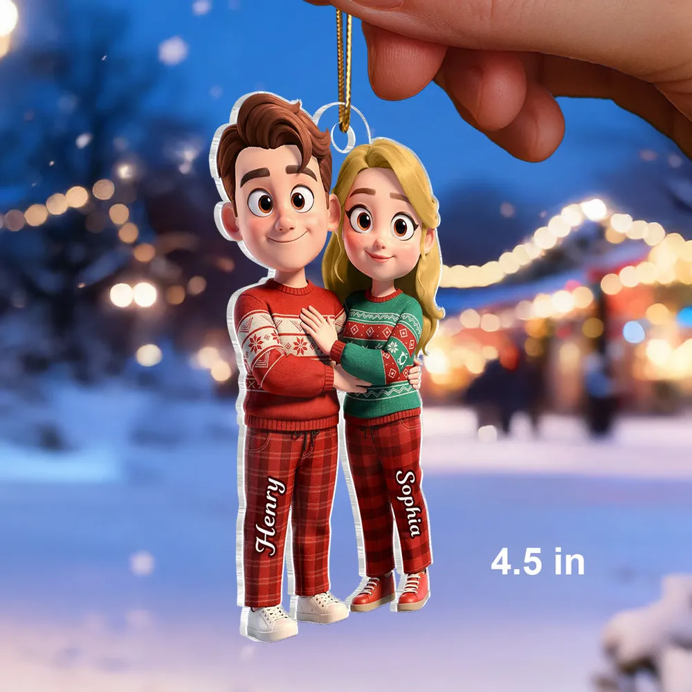 Cute Cartoon Couple Acrylic Ornament Personalized Keepsake for Couples Sweet Home Decor Gift for Wife or Husband - Image 2